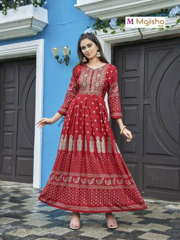 Majisha Nx Angoori 2 Fancy Wear Long Rayon  Anarkali Kurti Collection